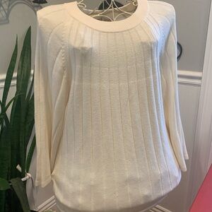 LOFT Ivory Ribbed Knit Sweater